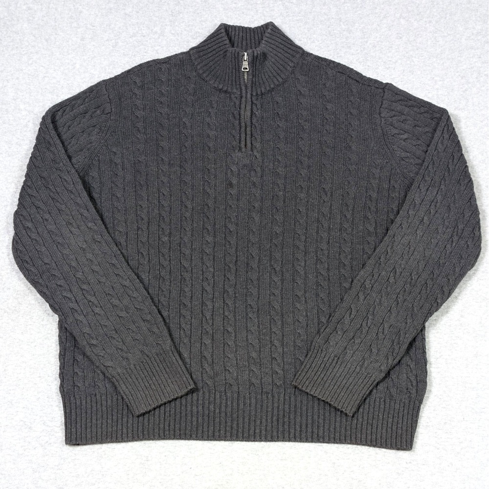 Polo Jeans Co Ralph Lauren Cable Knit Sweater Size 2XL XXL 1/4 Zip Mock Neck